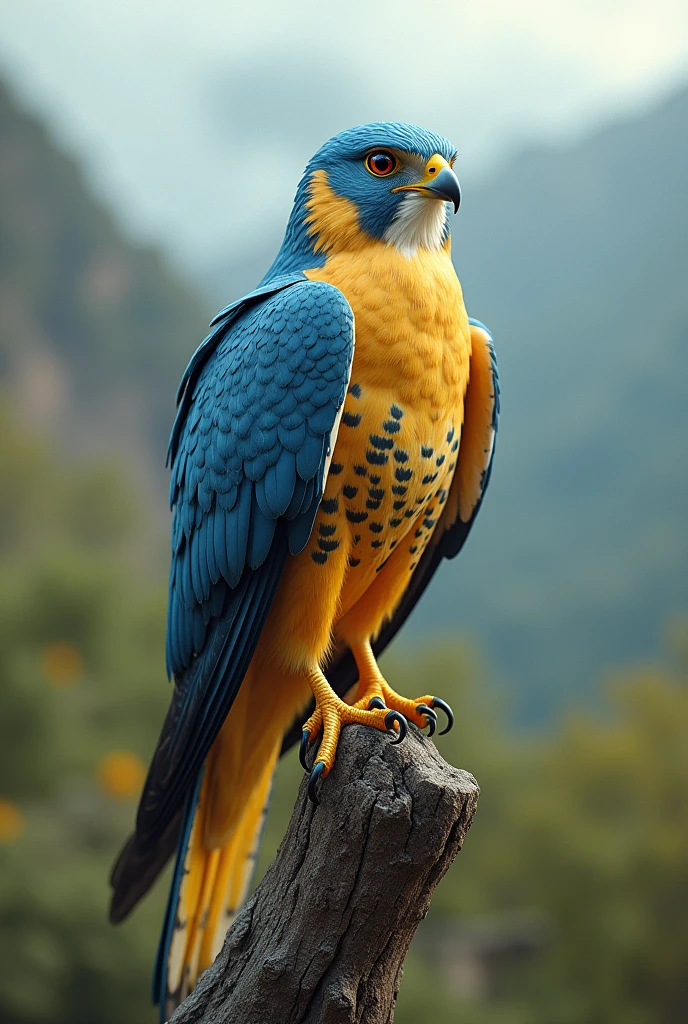 A baby blue and yellow falcon