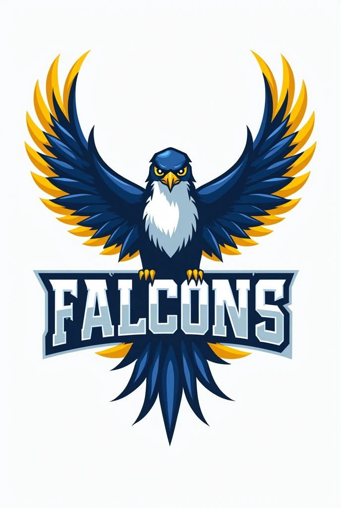 A baby blue and yellow falcon logo for a football team it’s called the August Martin falcons