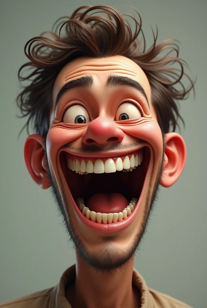 A guy who's face splits into a wide grin, his eyes crinkling at the corners