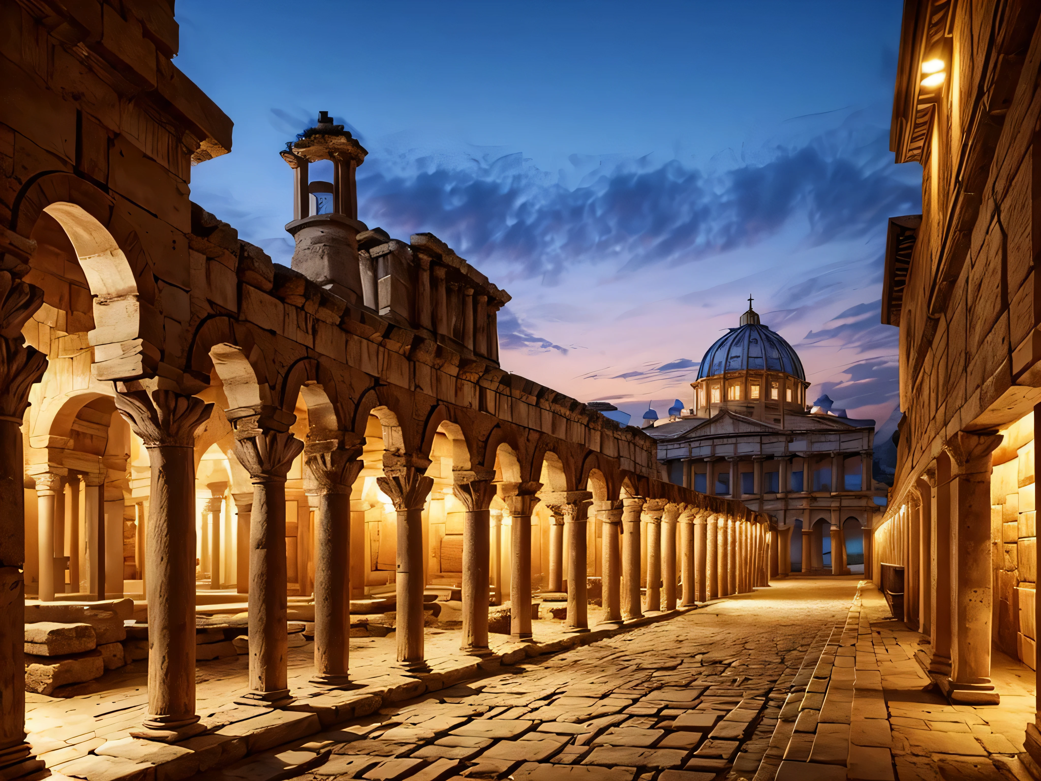 ((tmasterpiece)),((Best quality)),((high detal)),((actual,)) The cities of the future, architectural streets, roman city, bazaars, Bridges, Roman baths, Colosse, roman buildings, roman style, future city.