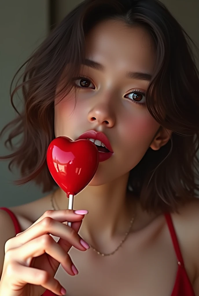 Sexy girl eating lollipop 