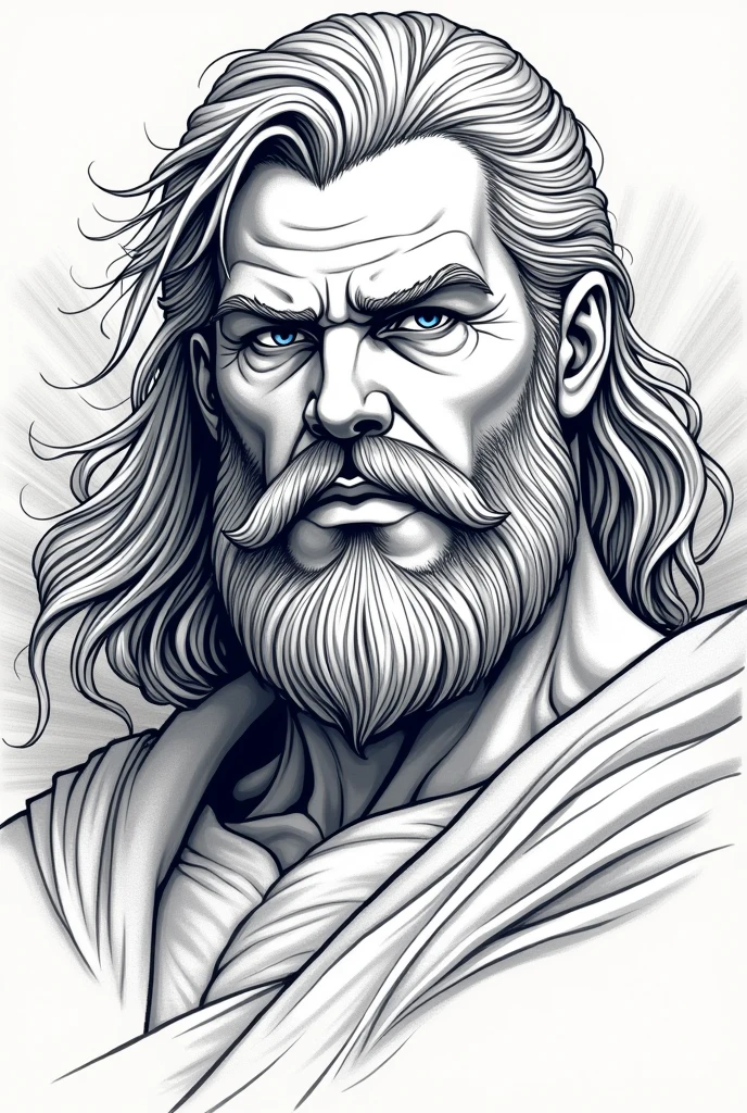 Make a thor line art Just the bust Angle 3/4 Put Nordic dunes on your face
