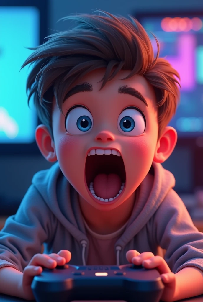 Gamer boy and face impression 😱 and like reaction sticker