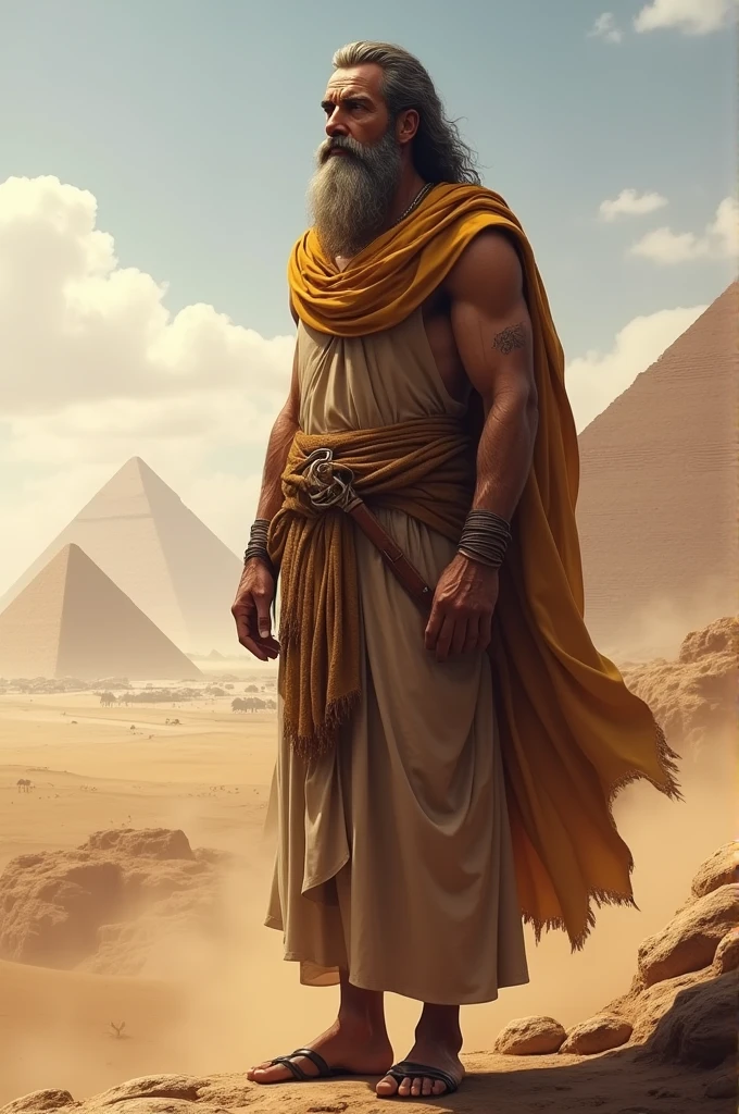 A realistic image of Moses of Egypt, looking ahead 