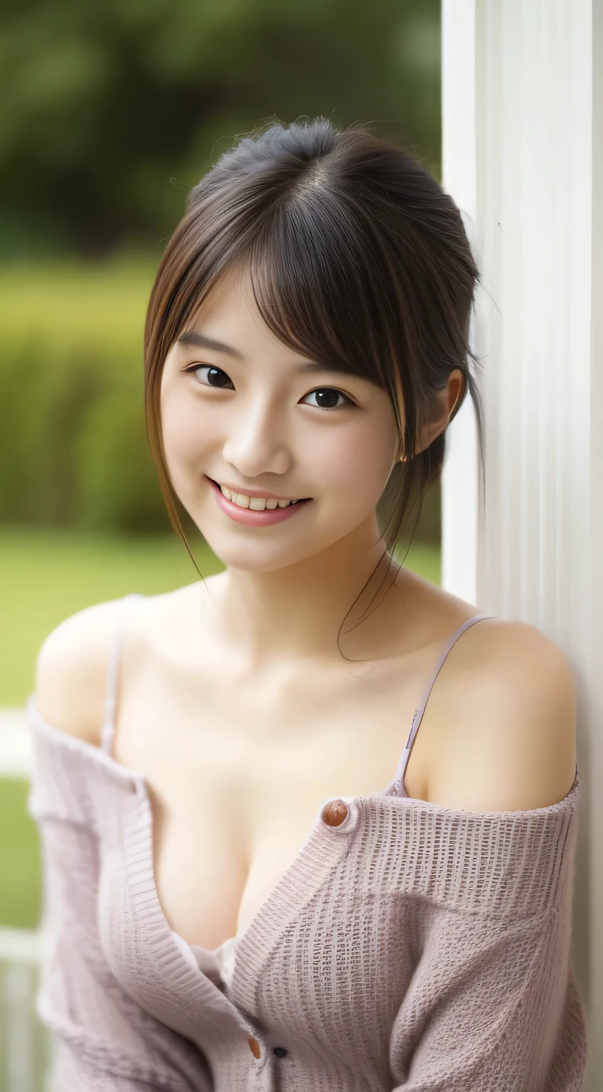 masterpiece,best quality,(Japanese girl),((Beautiful girl)),cleavage,(off shoulder:1.2),(perfect body beauty:1.2),(shy smile),From slightly above