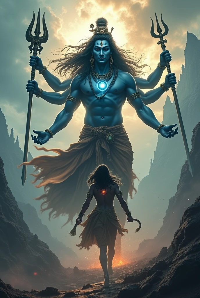 Lord shive dangerous form with his devotee to save earth from demons