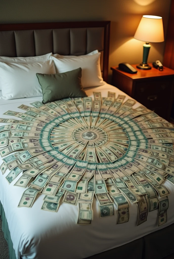 Money spread in a cirlce in bed