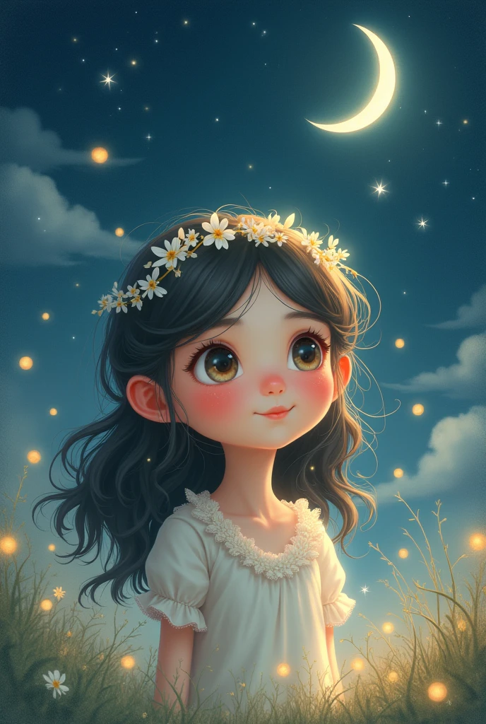 Cute girl with moon