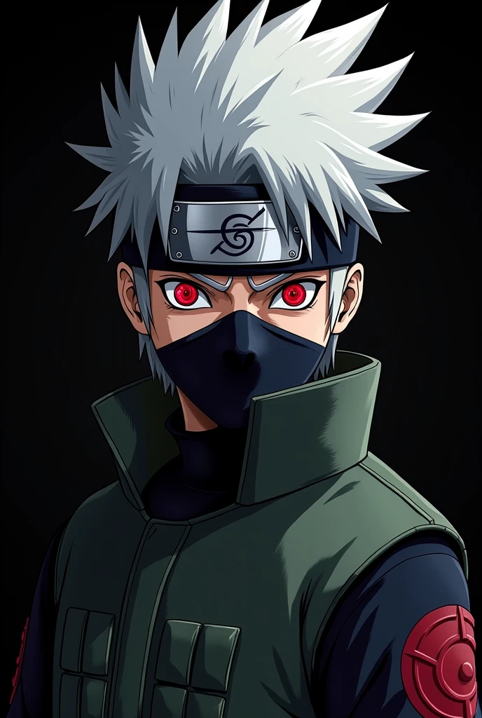 Kakashi danger form with sharingen eyes
Print on plane black t-shirt