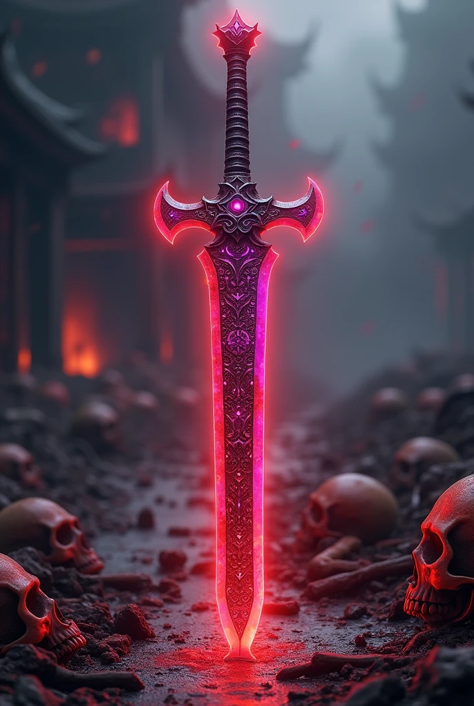 Sword of ashura red with purple and black dominant killing aura,killing aura,the moon slash,earth shatter,ultra detailed red killing rune on sword,divine god weaponery,ultra detailed sword,dead human background,bloody background,skull everywhere,the river of blood,super high realistic sword,better quality, 24K ultra hd,((masterpiece))undefined, undefined, undefined, undefined, undefined, undefined, undefined, undefined, 