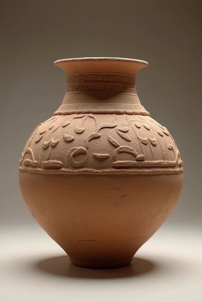 Archaeological discovery: a 4000-year-old clay pot was unearthed in its original form. ((masterpiece, Highest quality, Best image quality, High resolution, Realistic, RAW Photos, 8k)), ((Highly detailed CG synthesis 8k wallpaper)), front view,