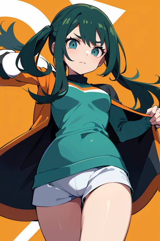 undressing coat, Pokémon Trainer,((training)),orange andgreen Stripe,multi