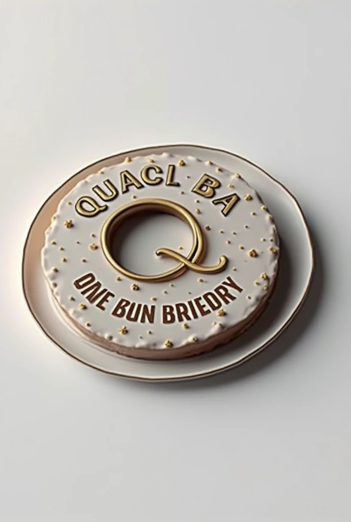ADD TEXT ,Qualli BAKERY, with Arial font,Golden colour