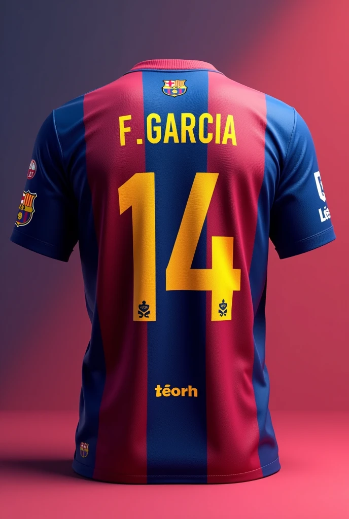 A FC Barcelona shirt with F.Garcia on the back and the number 14