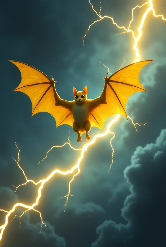 Yellow bat on a lightning bolt