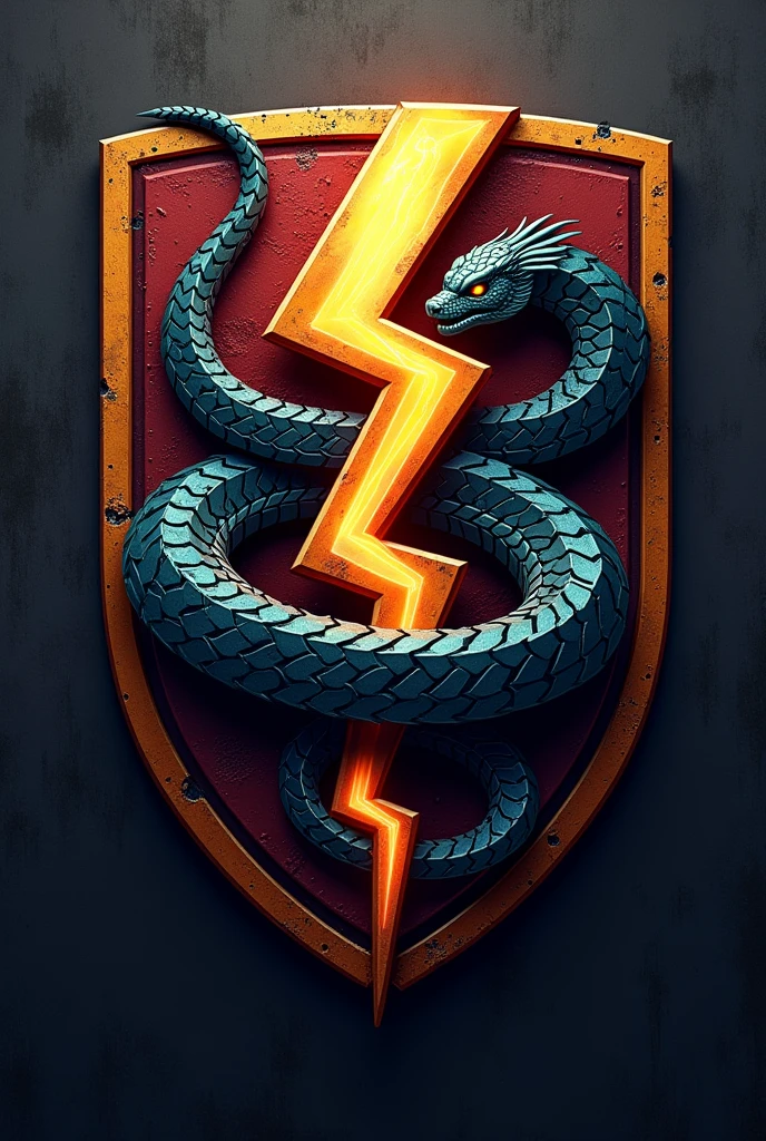 Create a football team crest with a snake and a lightning bolt that says FISIOS FC
