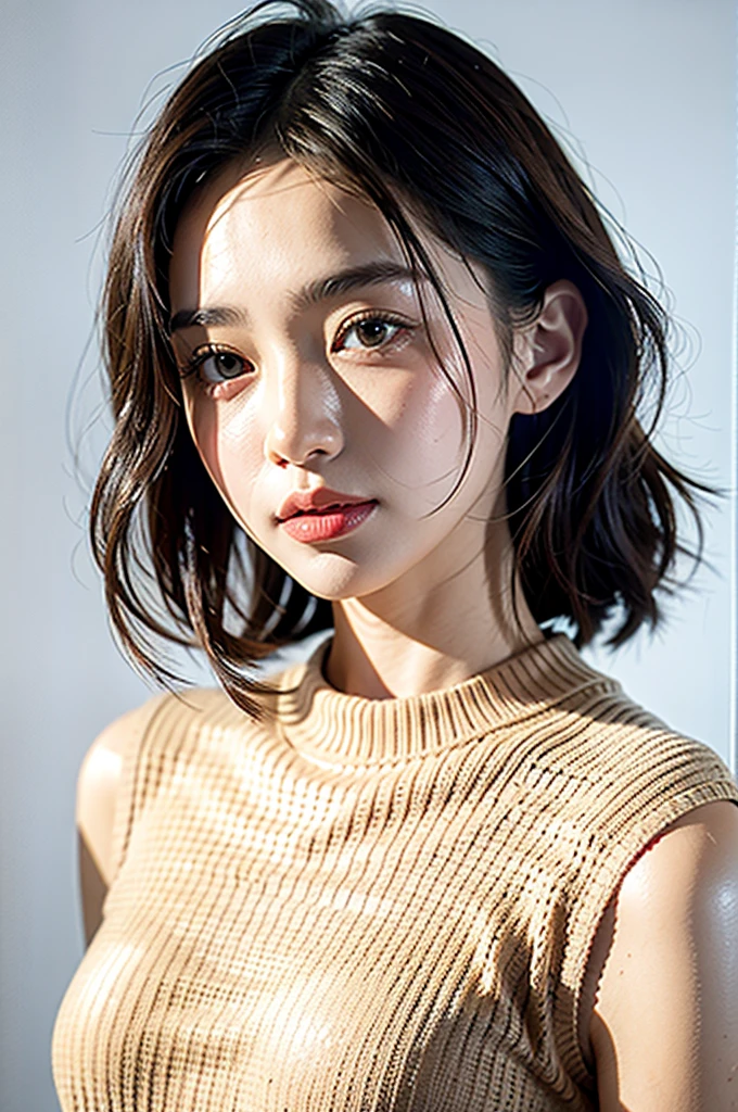 1girl,sweater,white background,