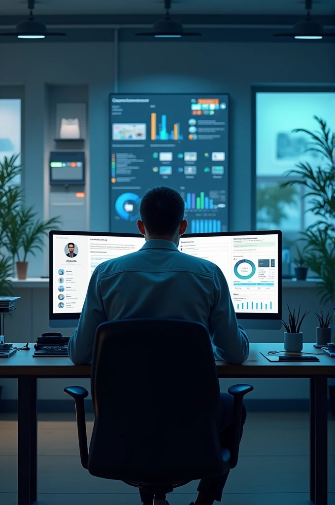 A man is sitting. Behind him is written "M.A_Abidz Graphic Designer" on a digital board.