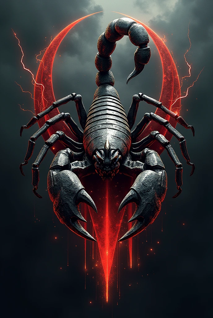Create a killer emblem with a scorpion as the background animal