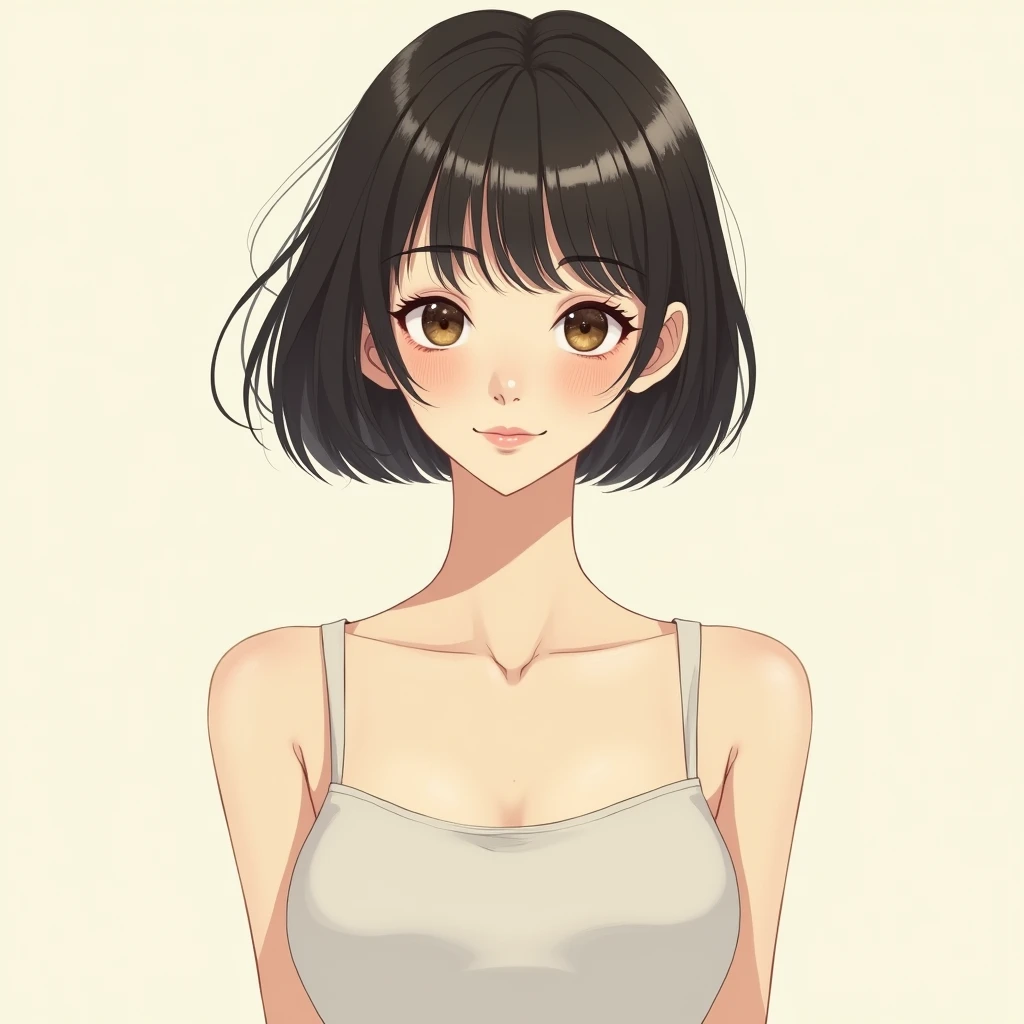 Bob Hair, chest, One girl, Illustration,