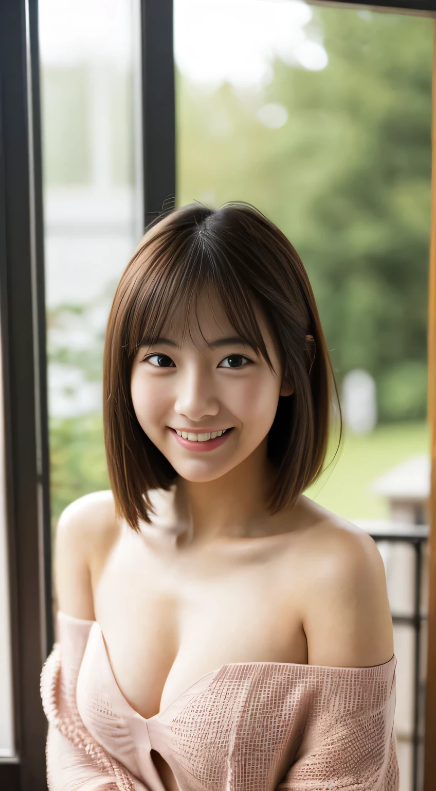 masterpiece,best quality,(Japanese girl),((Beautiful girl)),cleavage,(off shoulder:1.2),(perfect body beauty:1.2),(shy smile),From slightly above