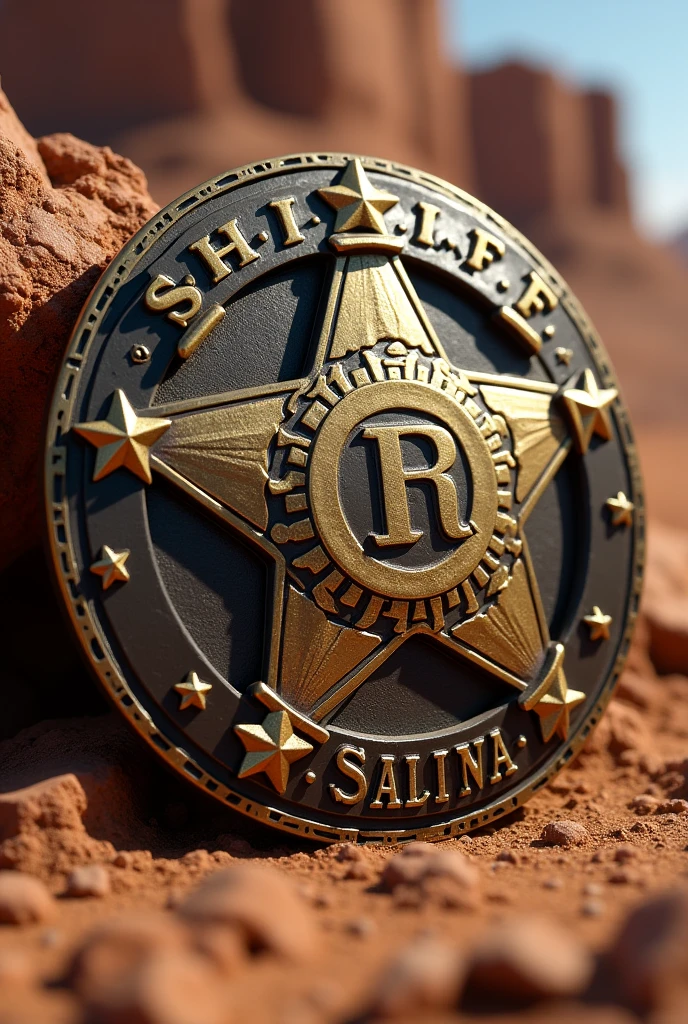 R Salinas written on a Sheriff&#39;s badge 
