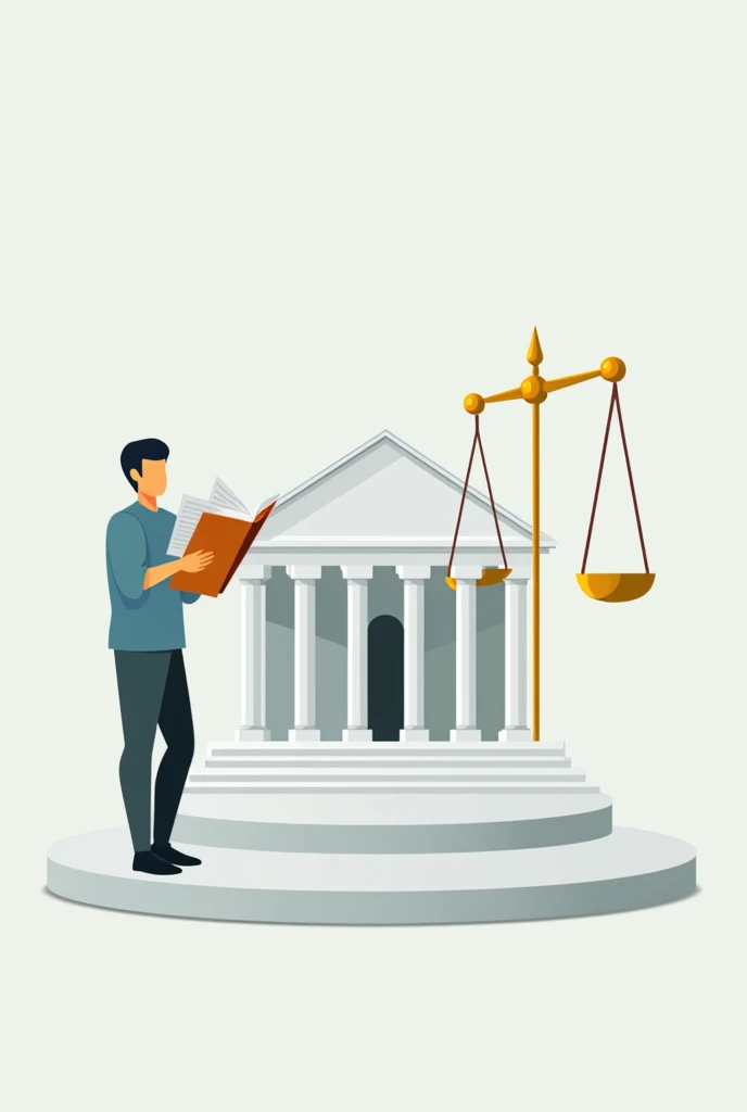 Draw this that I am going to describe to you :
- A circle with a government building on top, a person with a book on the left side and a scale on the right side.
Animated so I can draw it