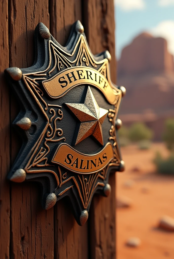 R Salinas written on a Sheriff&#39;s badge 
