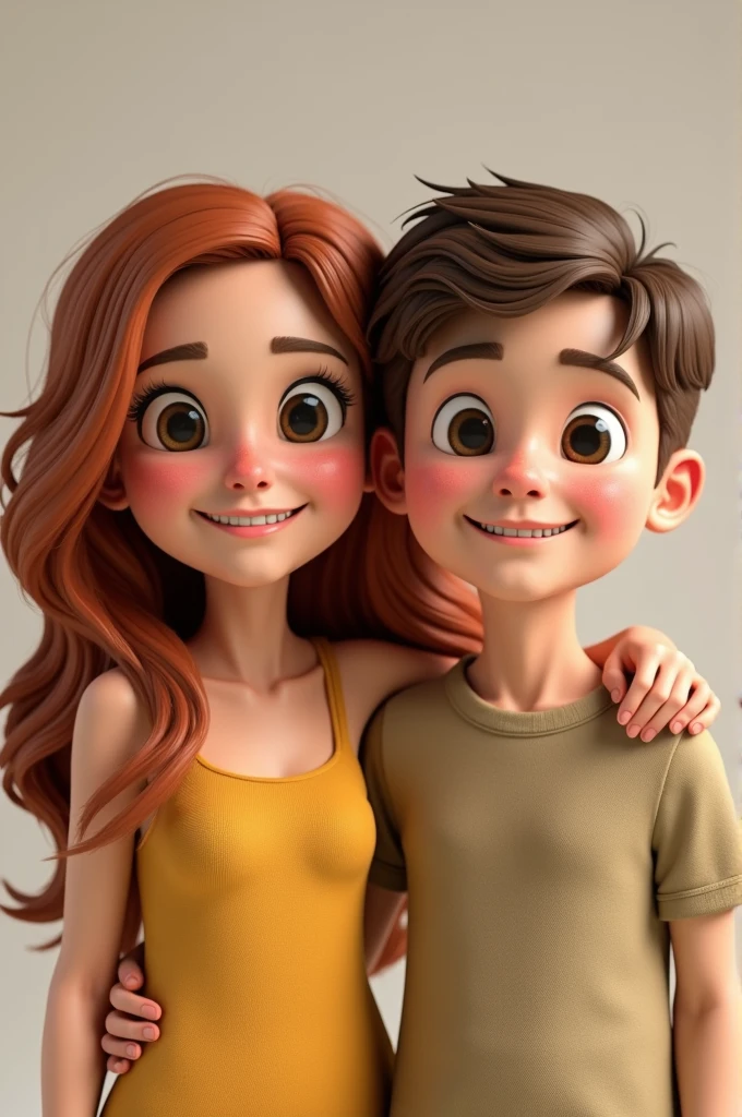 A 3d realistic 20-year-old boy and girl brother and sister