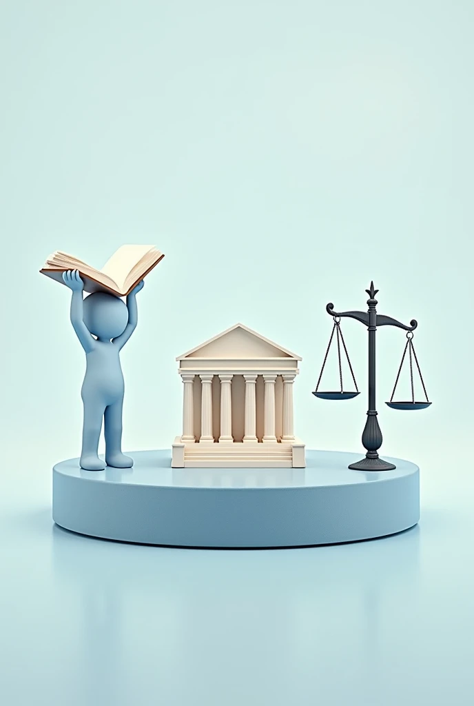 Draw this that I am going to describe to you :
- A circle with a government building on top, a person with a book on the left side and a scale on the right side.
Animated so I can draw it