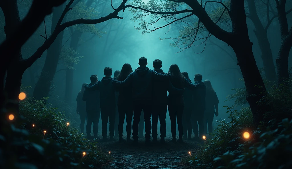The witch-scared people behind the people cried strange little forest light dark