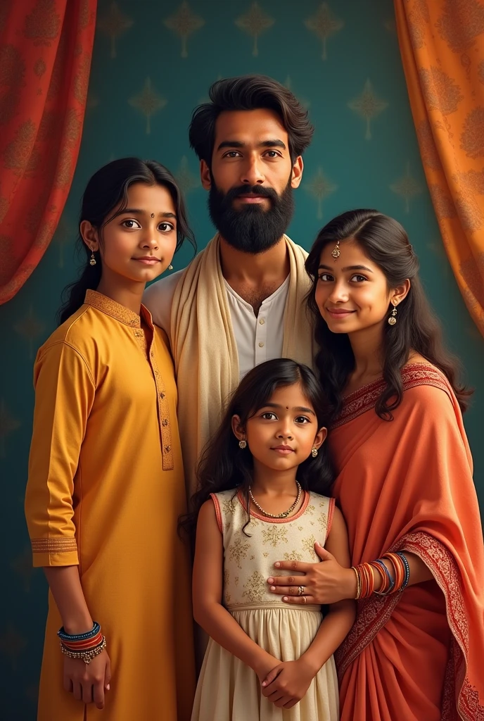 A indian family one brother two sister, one father