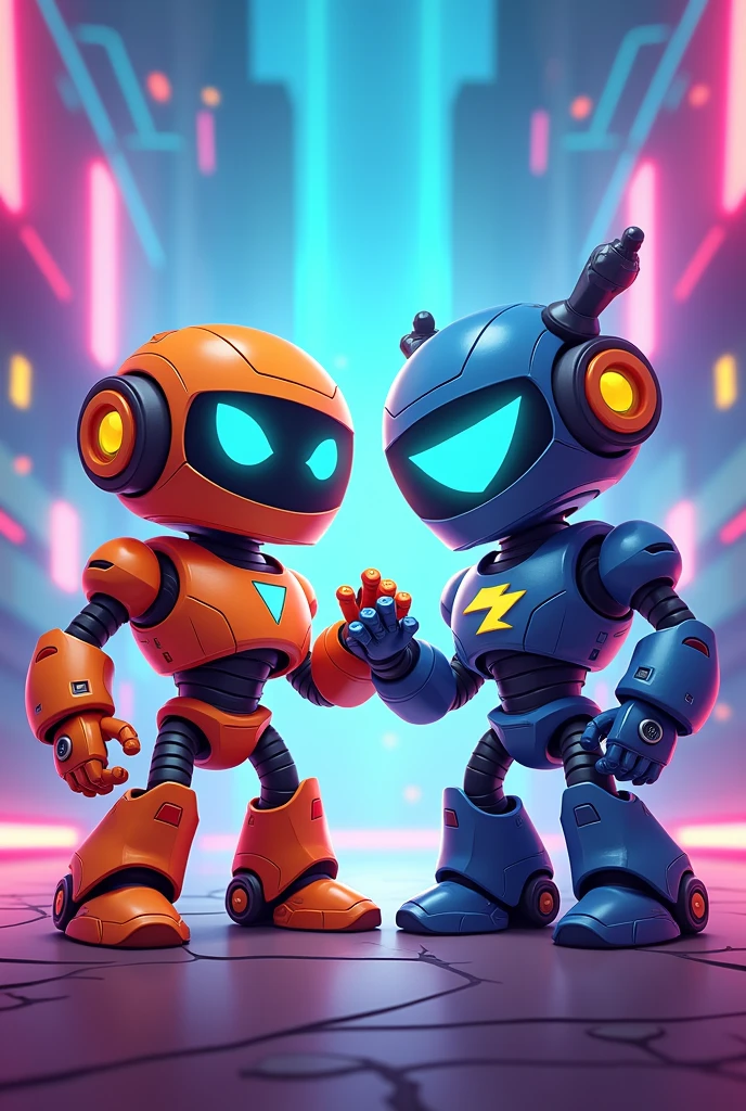 Make some robot brothers with the aesthetics of brawl stars 
