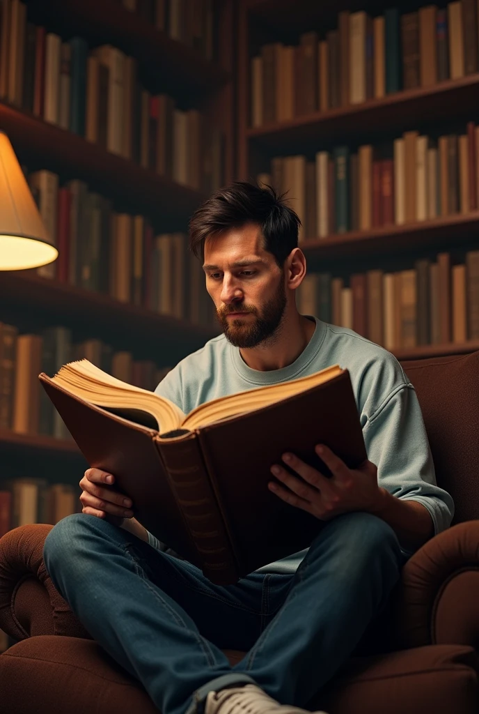 messi is reading a huge huge big book
