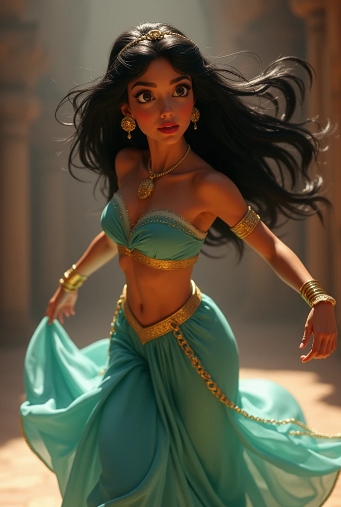Stunning Princess Jasmine, photo in 8k, in action, cinematic shows the ass