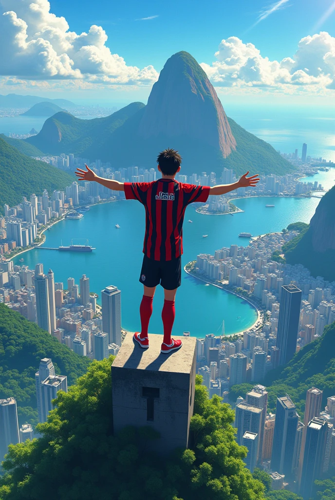 Anime with a Flamengo shirt at Christ the Redeemer