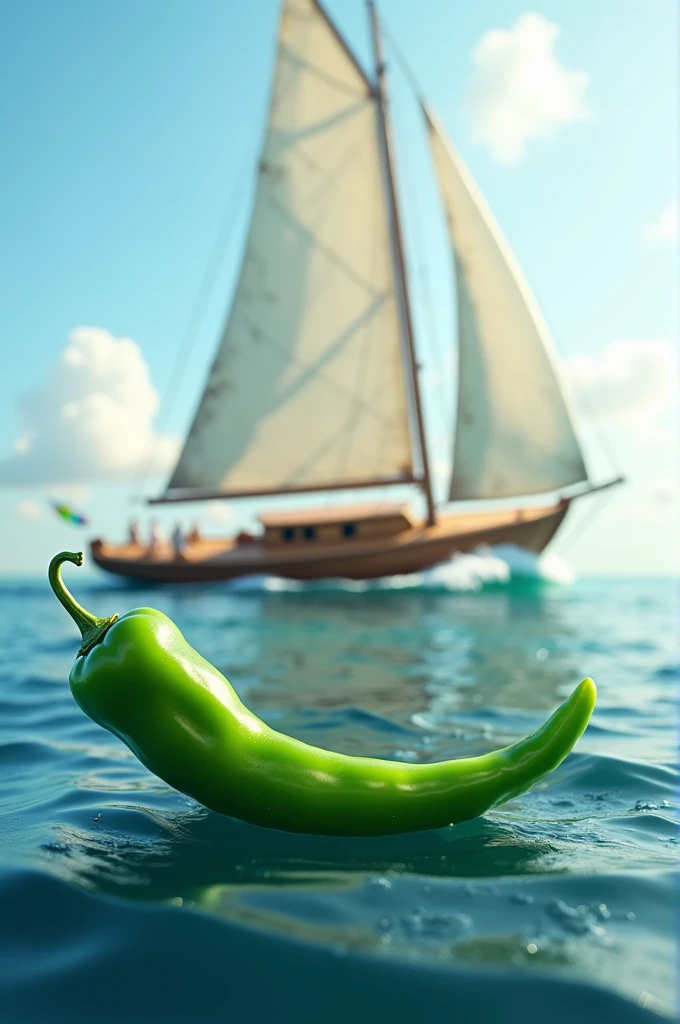 A serrano chili on a sailboat