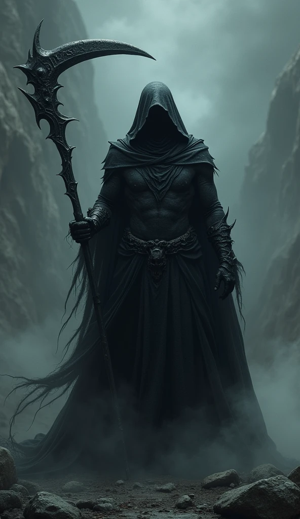 A dark, shadowy figure whose body seems to be made of pure darkness. His armor is black as the void, and his weapon, a scythe, seems to absorb all light. His eyes are empty voids, and his presence is chilling.
- **Powers**: He can manipulate shadows, creating portals to the netherworld or summoning shadowy creatures to fight alongside him. His attacks can drain the life force from his enemies, leaving them weakened and vulnerable. He can also phase into shadows, becoming almost invisible.