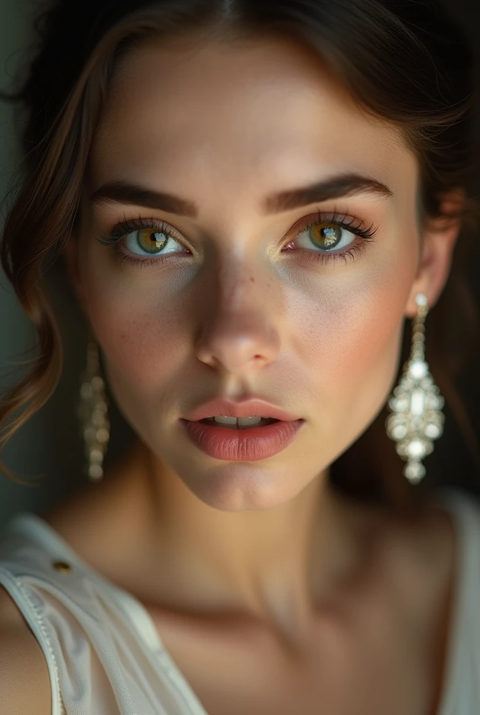 A beautiful women closeup of her face showing her ears