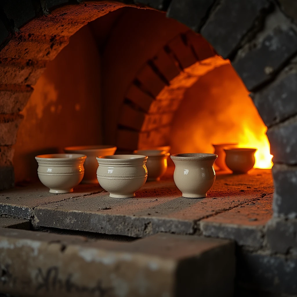 A number of ceramics being fired in a firing kiln