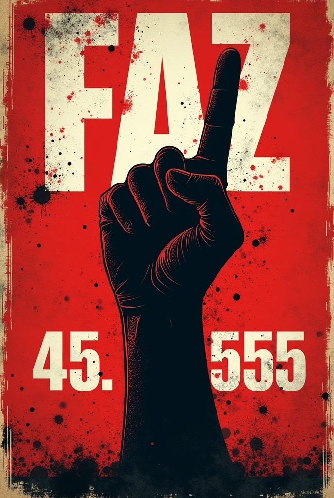 You are now a logo maker, and will make a political art. This art will say FAZ OP with the number 45.555. do your best