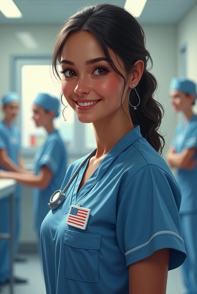 A nurse with the name of AMERICA