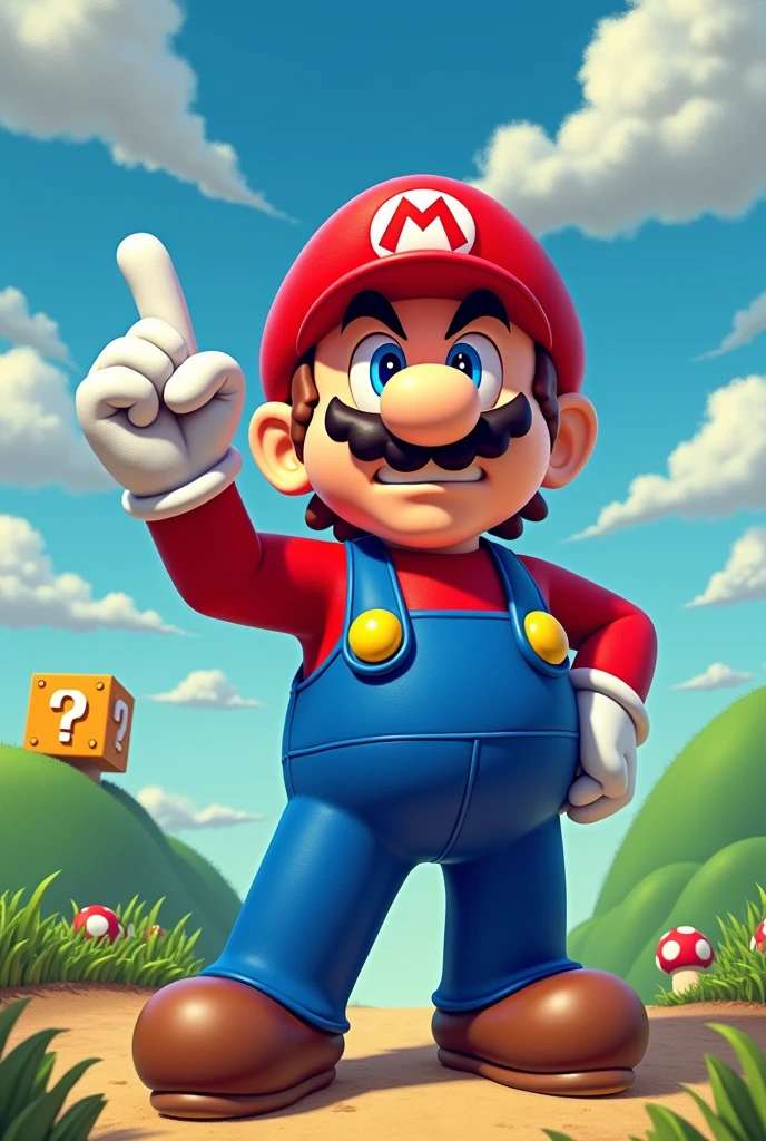 Super Mario flipping the middle finger