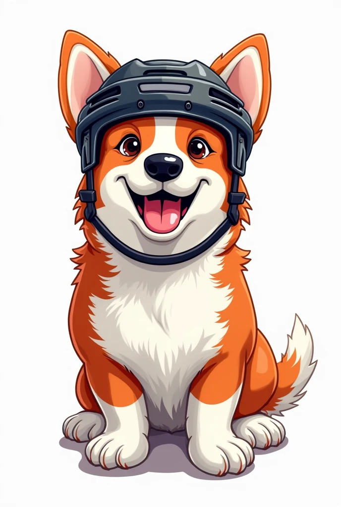Corgi with hockey helmet outline draw
