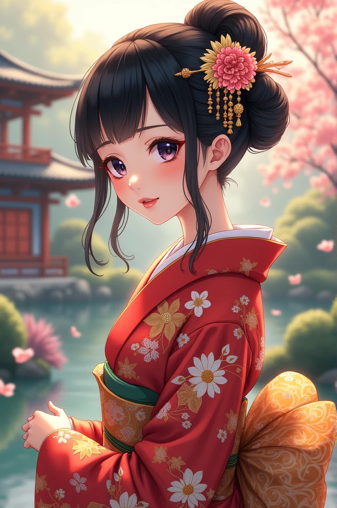 Create an anime version of geisha