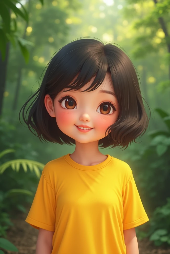 A small Thai girl wearing a yellow T-shirt is fat.