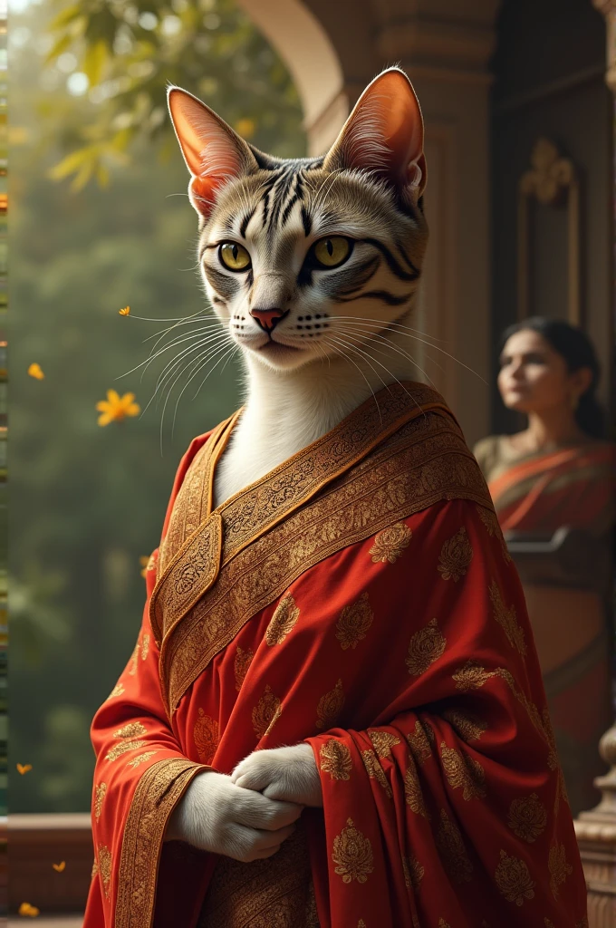 A cat in indian saree
