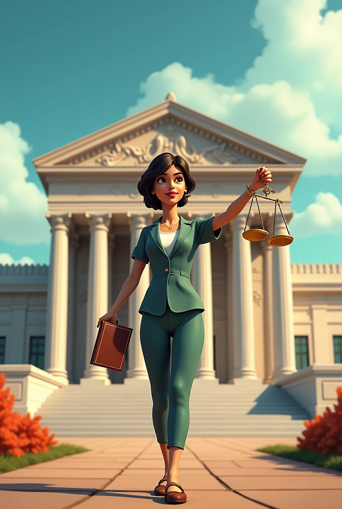 Draw this, I'm going to describe a government building to you. , a person with a book and a scale animated to be able to.draw it
