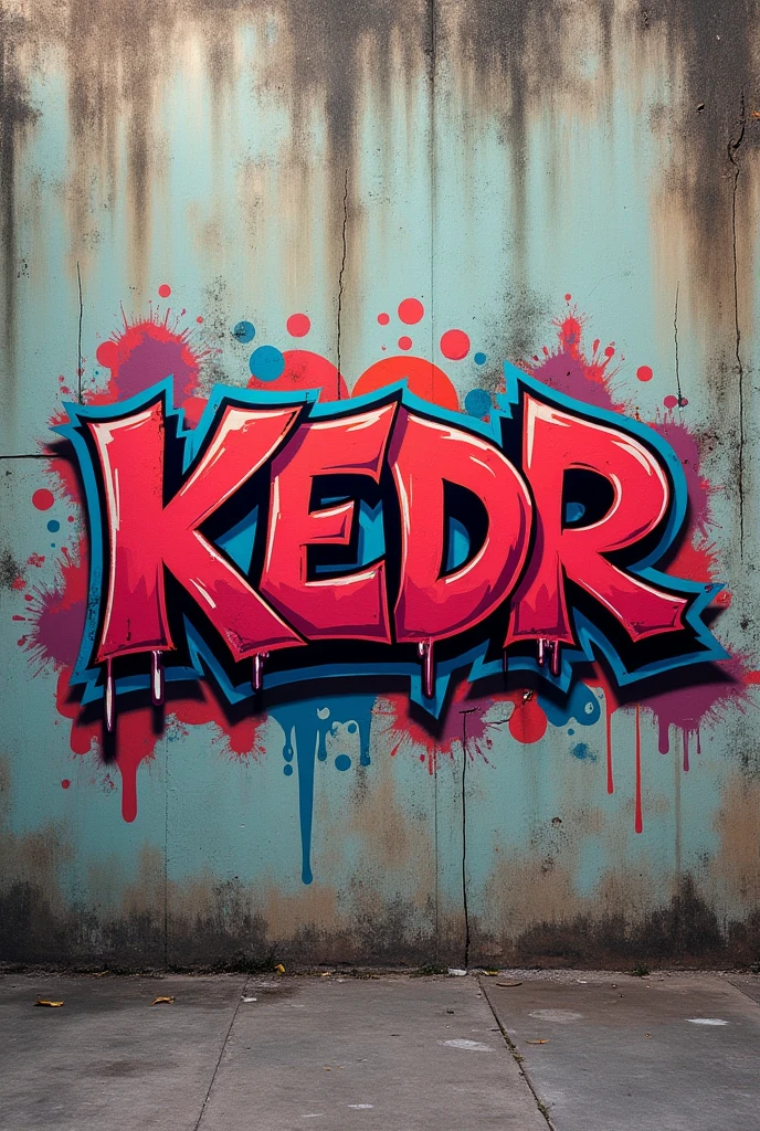 Graffiti in stylo throw that says kedr on a very cool wall 