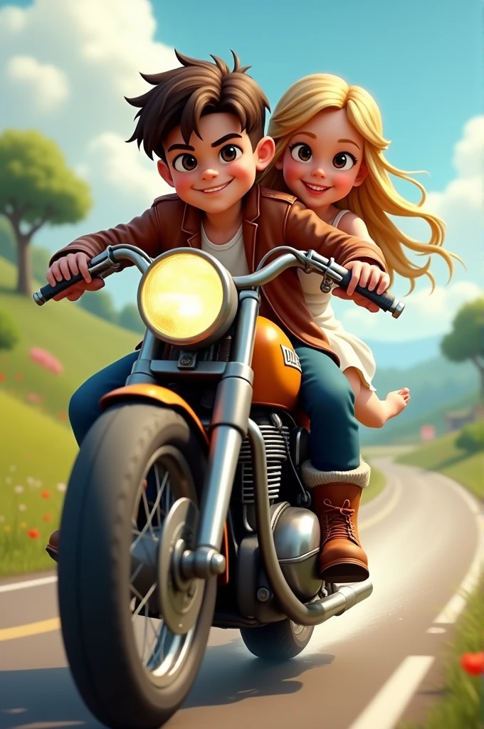 Boy and girl in Duke bike